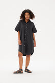 Chiara Short Sleeve Shirt Dress - Black - Dresses