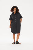 Chiara Short Sleeve Shirt Dress - Black - Dresses