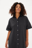 Chiara Short Sleeve Shirt Dress - Black - Dresses