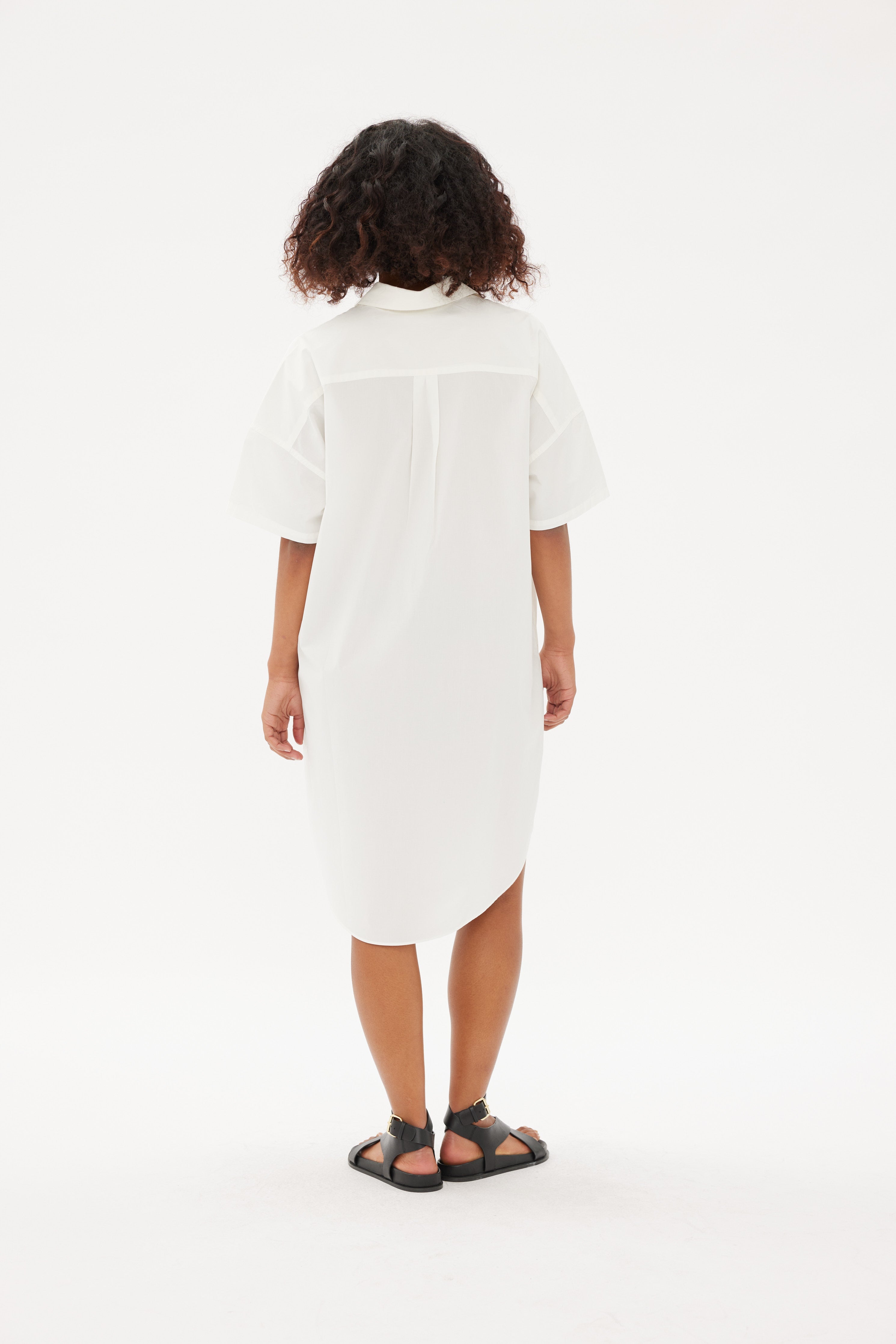 Chiara Short Sleeve Shirt Dress - White - Dresses