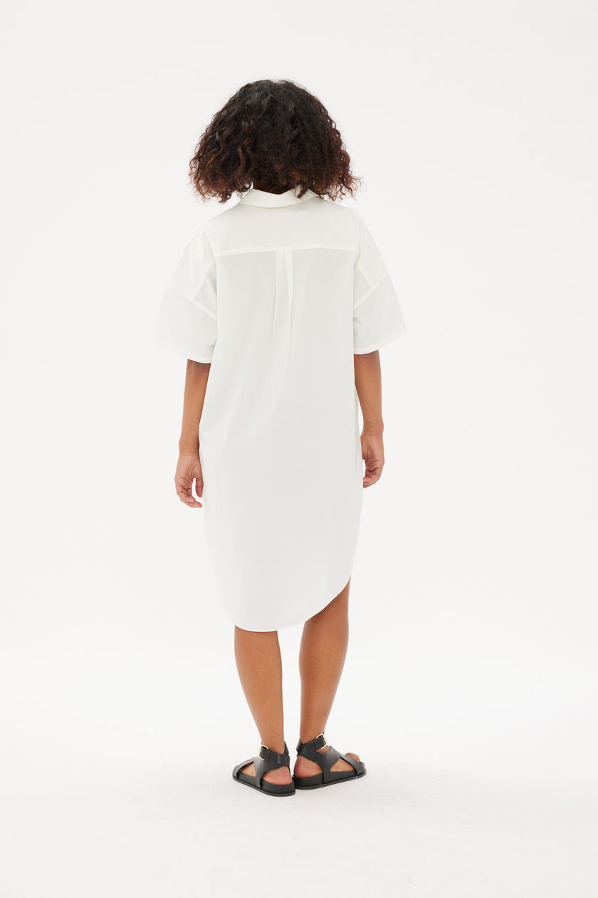 Chiara Short Sleeve Shirt Dress - White - Dresses