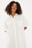 Chiara Short Sleeve Shirt Dress - White - Dresses