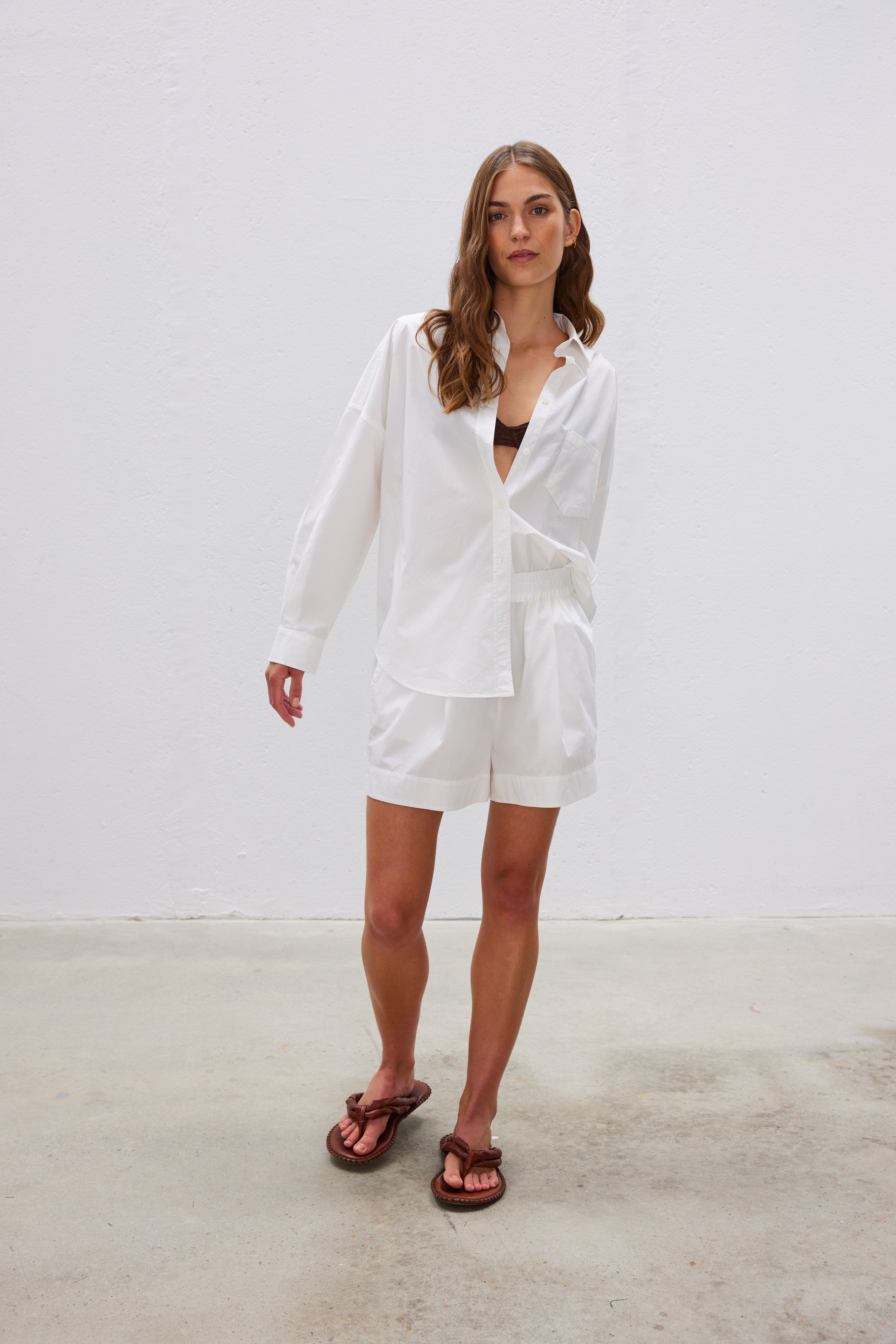 White cotton Chiara button-up shirt - classic relaxed fit
