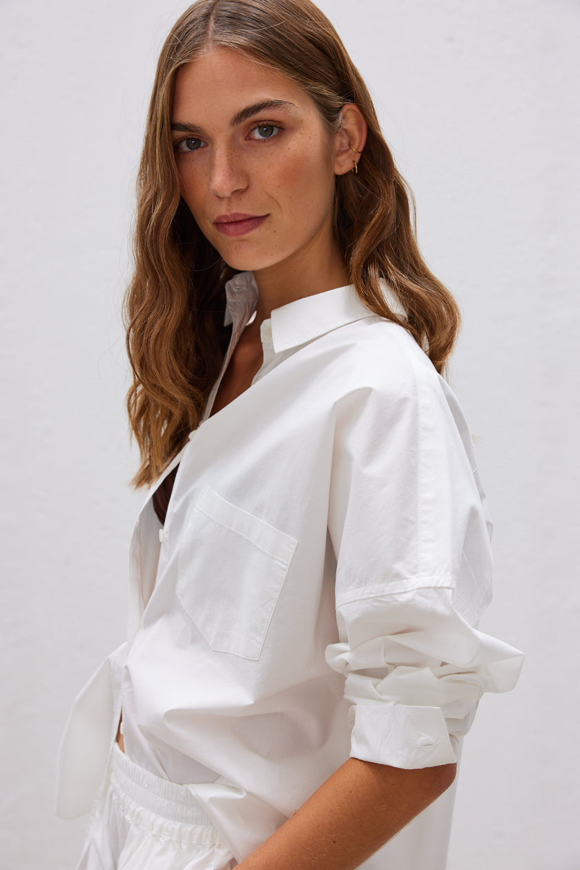 White cotton Chiara button-up shirt - classic relaxed fit
