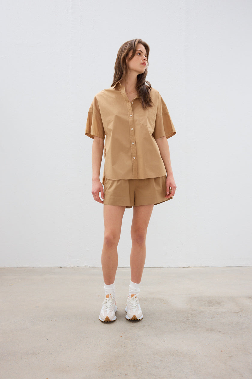 The Chiara Short Sleeve Shirt - Toffee