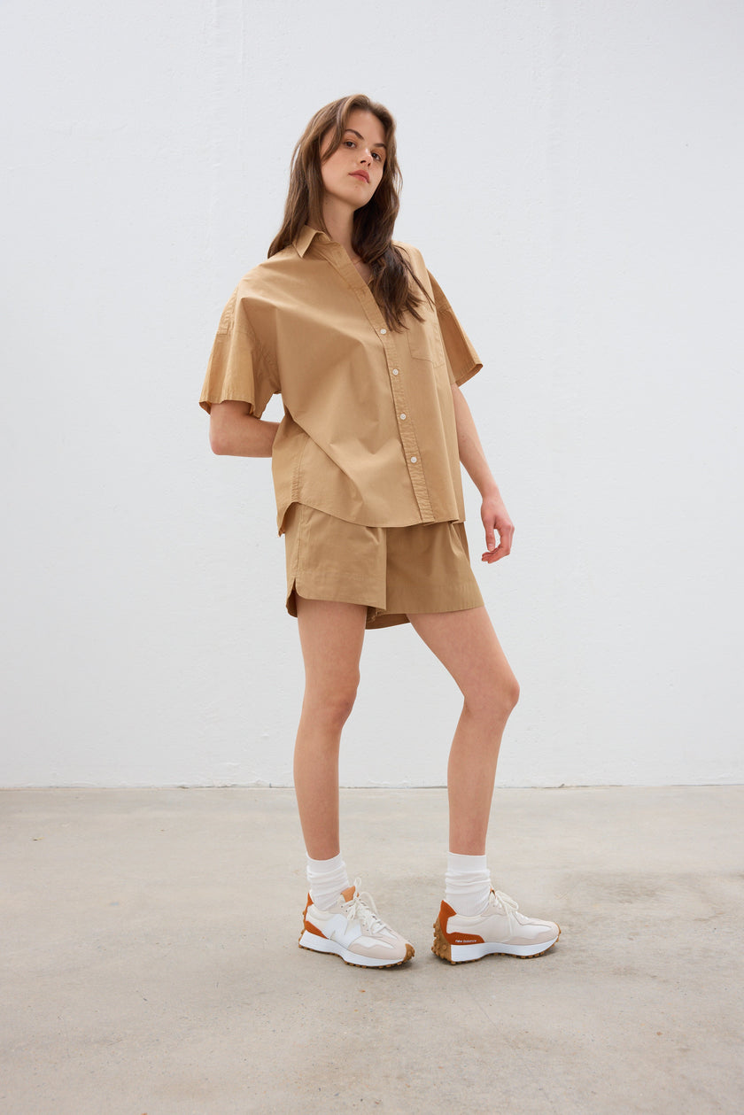 The Chiara Short Sleeve Shirt - Toffee