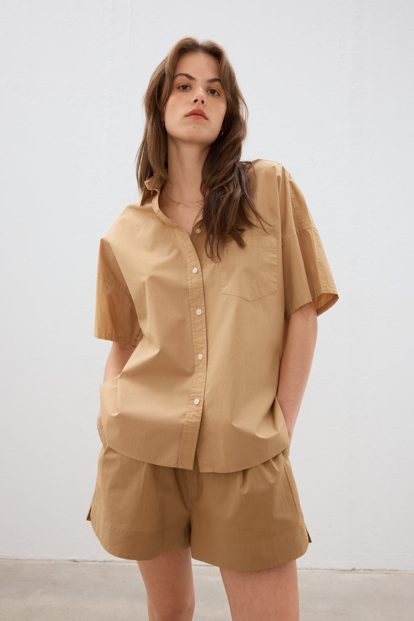 The Chiara Short Sleeve Shirt - Toffee