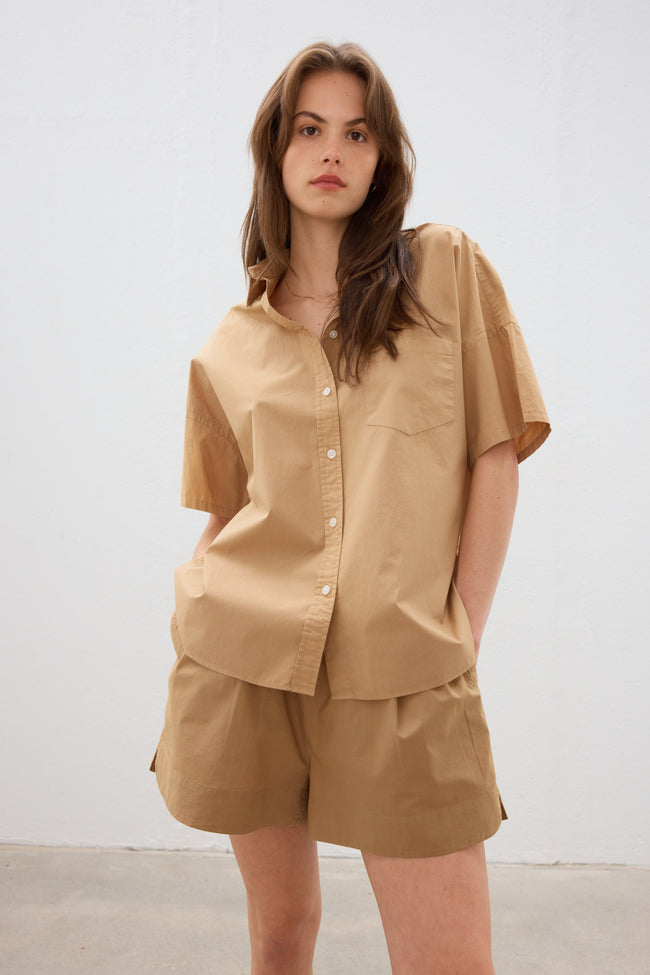 The Chiara Short Sleeve Shirt - Toffee