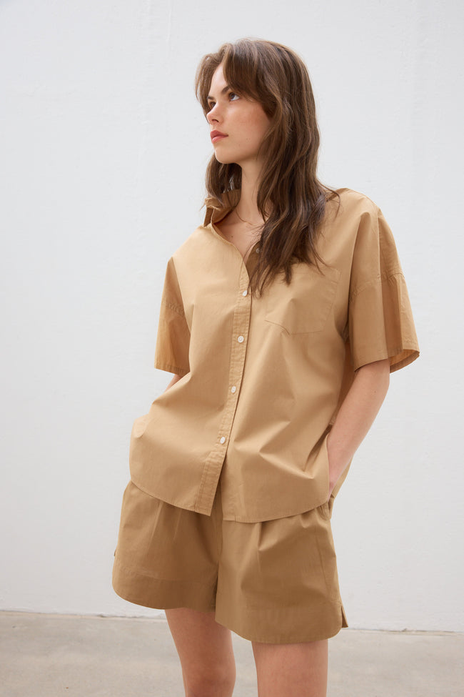 The Chiara Short Sleeve Shirt - Toffee