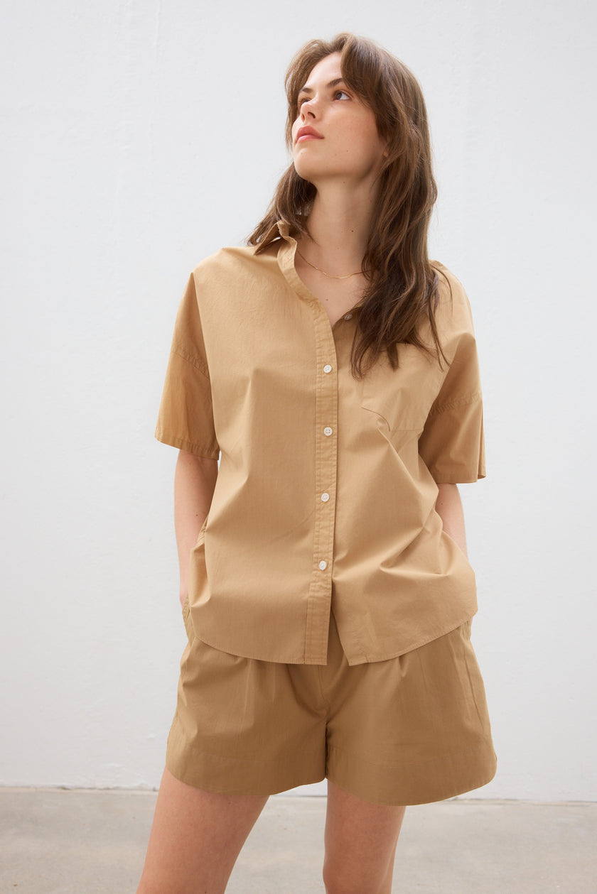 The Chiara Short Sleeve Shirt - Toffee