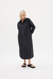 Chiara Shirt Dress Maxi - Black - Apparel