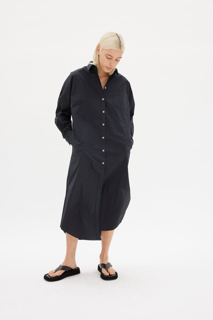 Chiara Shirt Dress Maxi - Black - Apparel