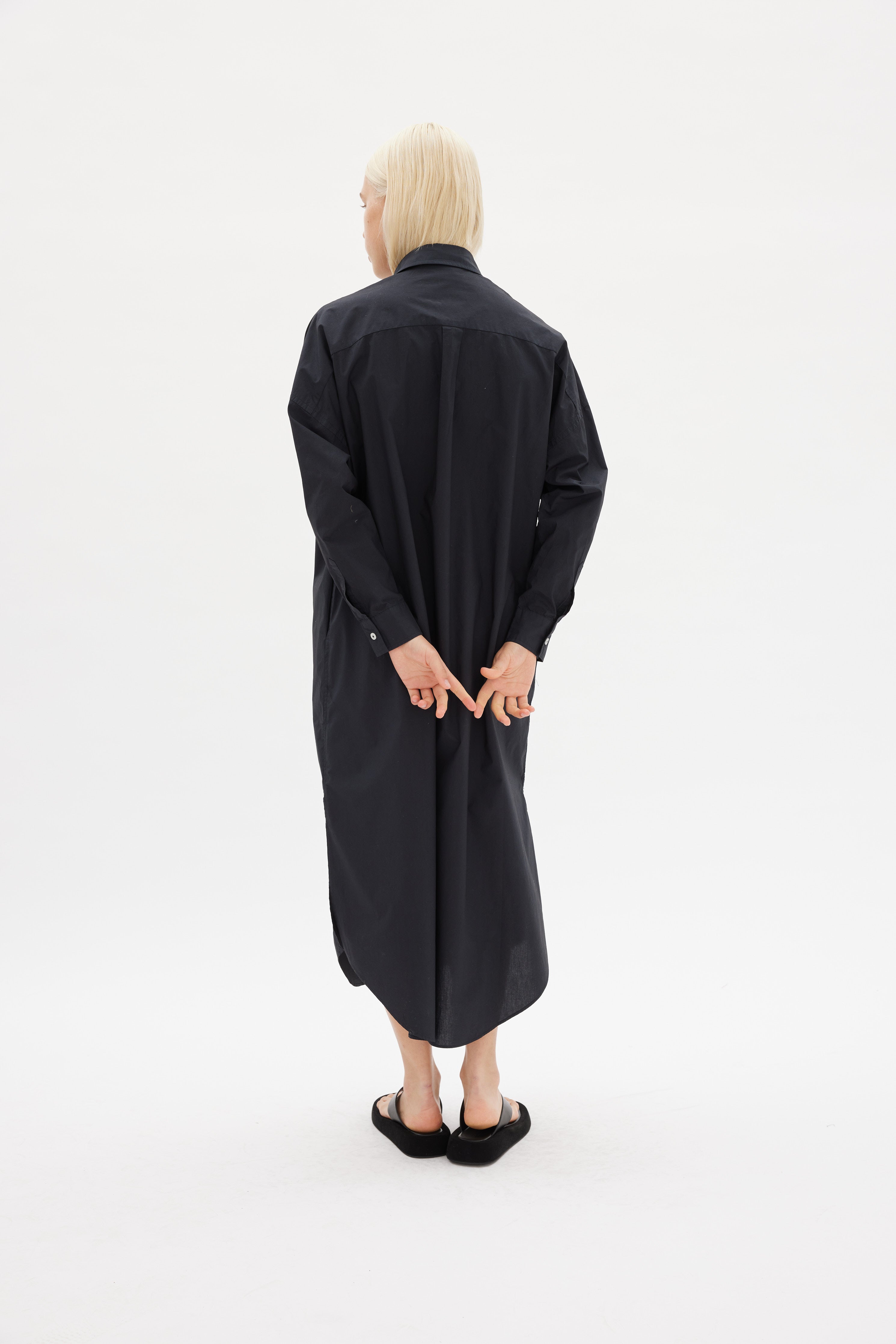 Chiara Shirt Dress Maxi - Black - Apparel