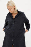 Chiara Shirt Dress Maxi - Black - Apparel