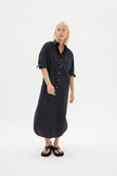 Chiara Shirt Dress Maxi - Black - Apparel