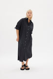 Chiara Shirt Dress Maxi - Black - Apparel