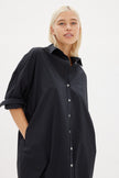 Chiara Shirt Dress Maxi - Black - Apparel