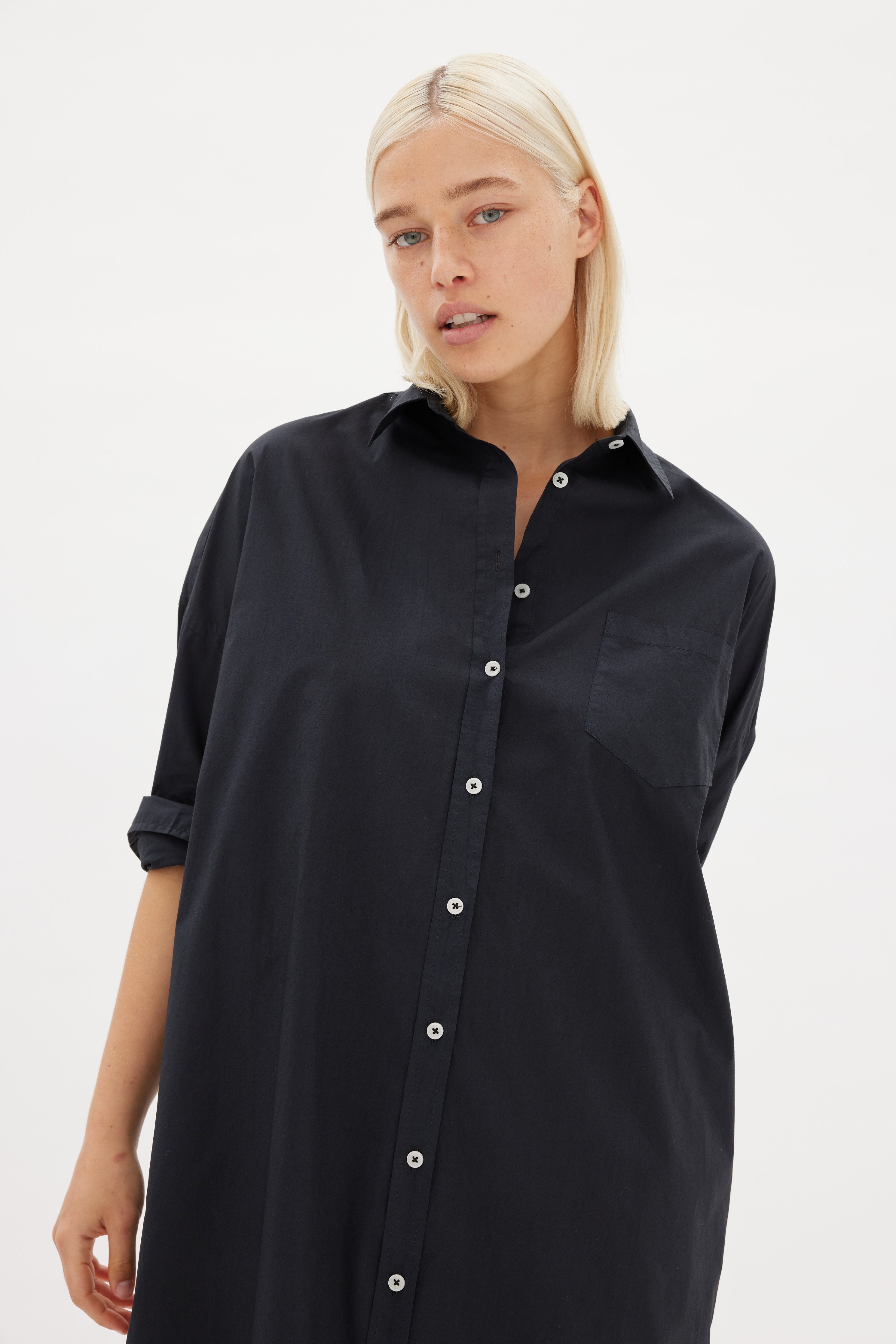 Chiara Shirt Dress Maxi - Black - Apparel