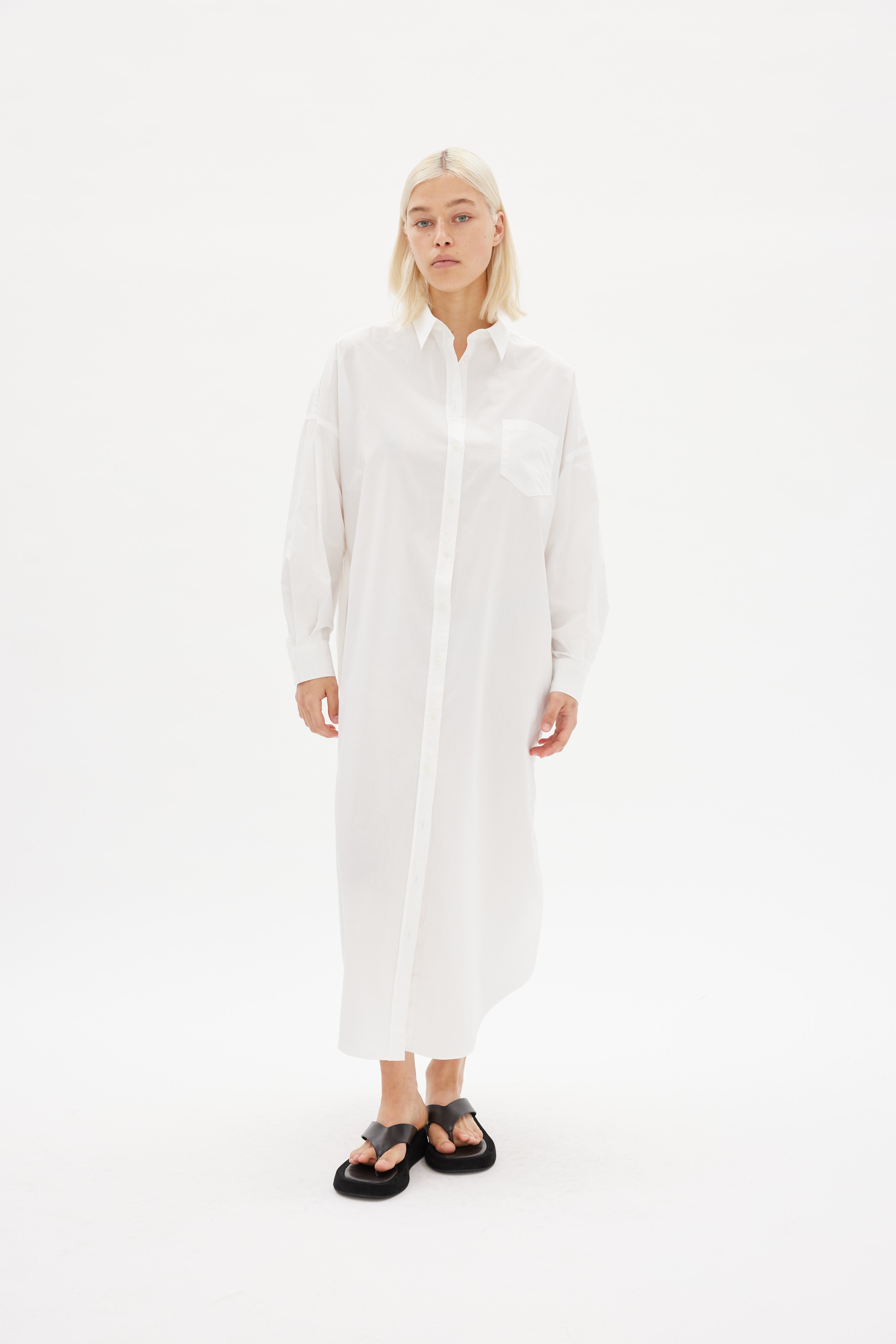Chiara Shirt Dress Maxi - White - Apparel