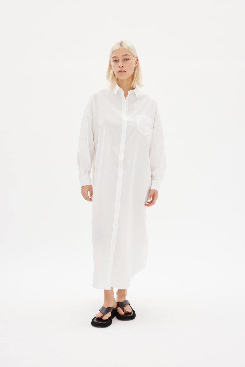 Chiara Shirt Dress Maxi - White - Apparel