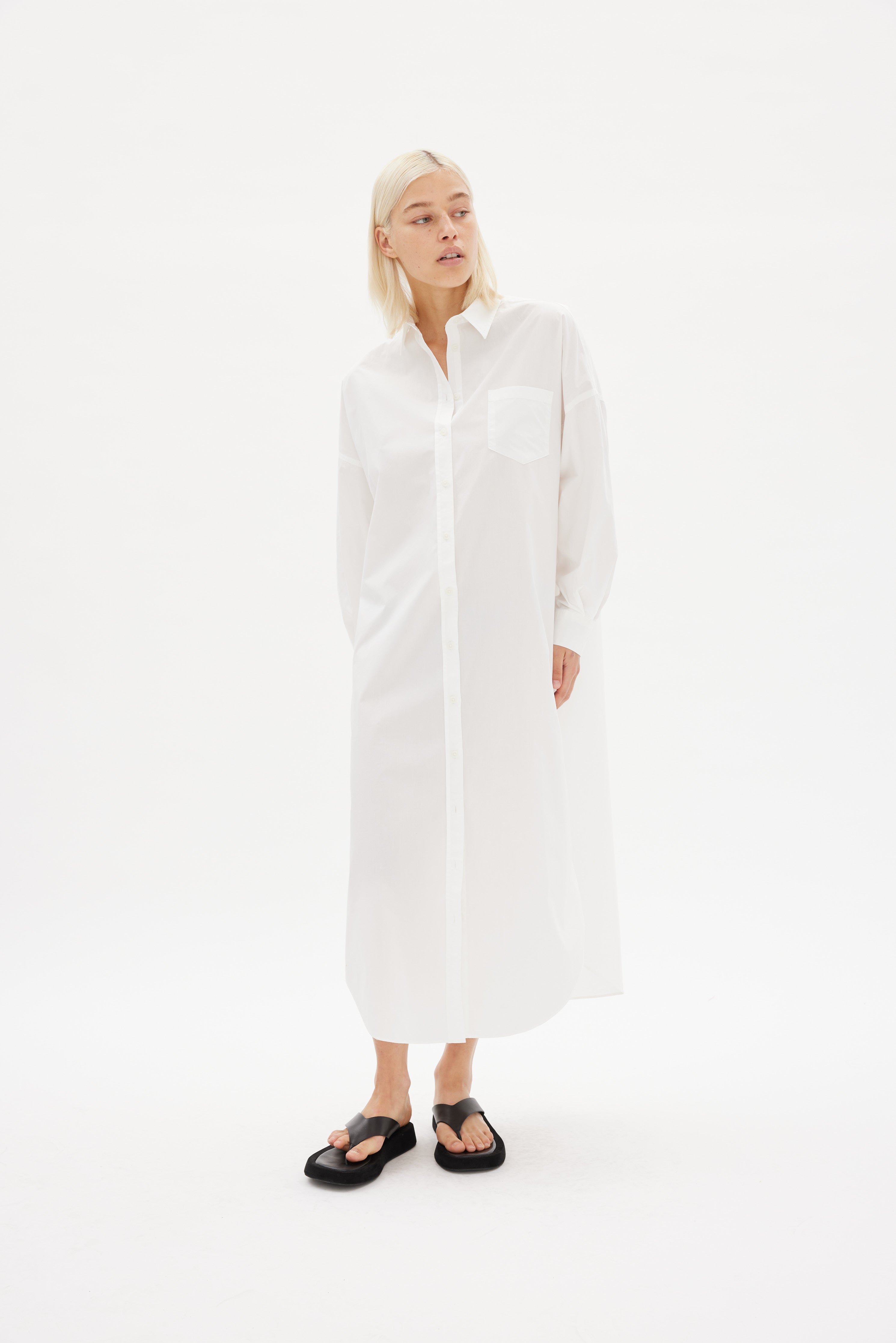 Chiara Shirt Dress Maxi - White - Apparel