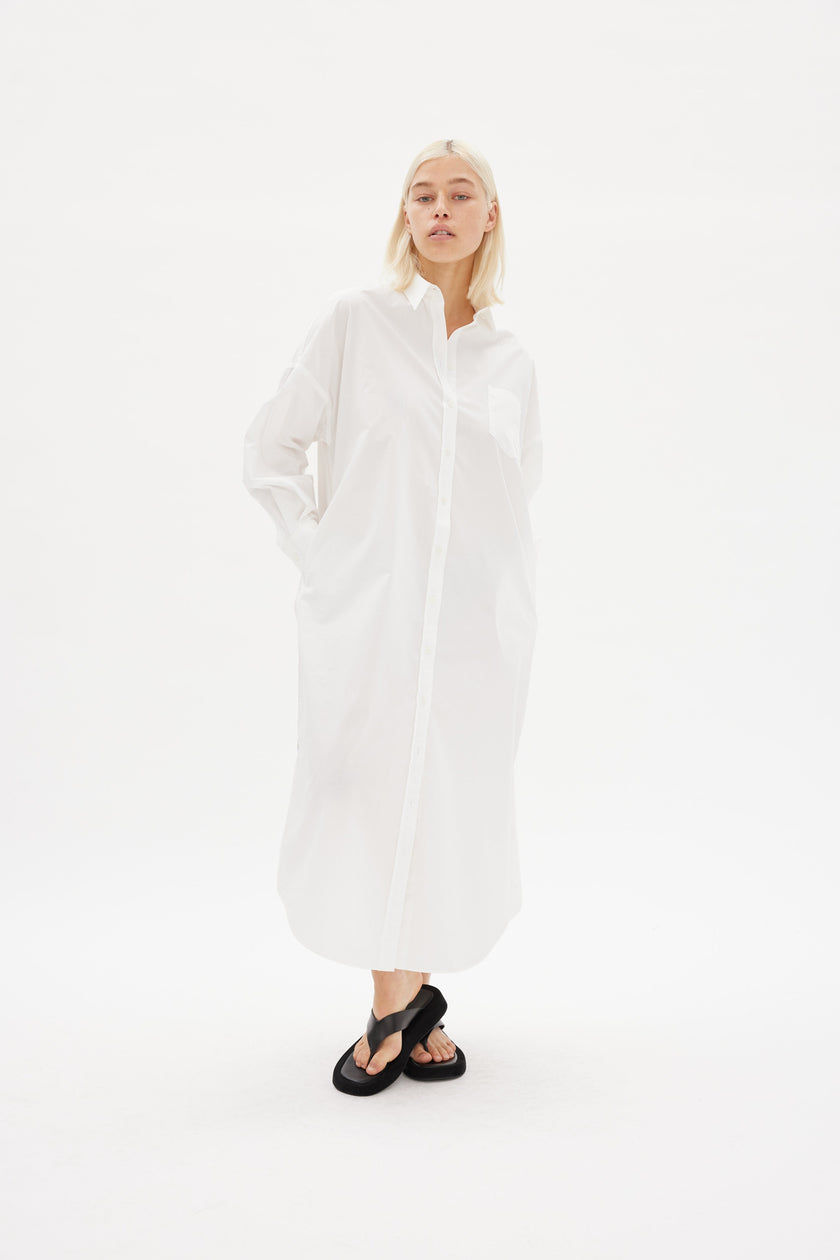 Chiara Shirt Dress Maxi - White - Apparel