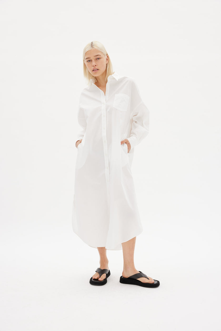 Chiara Shirt Dress Maxi - White - Apparel