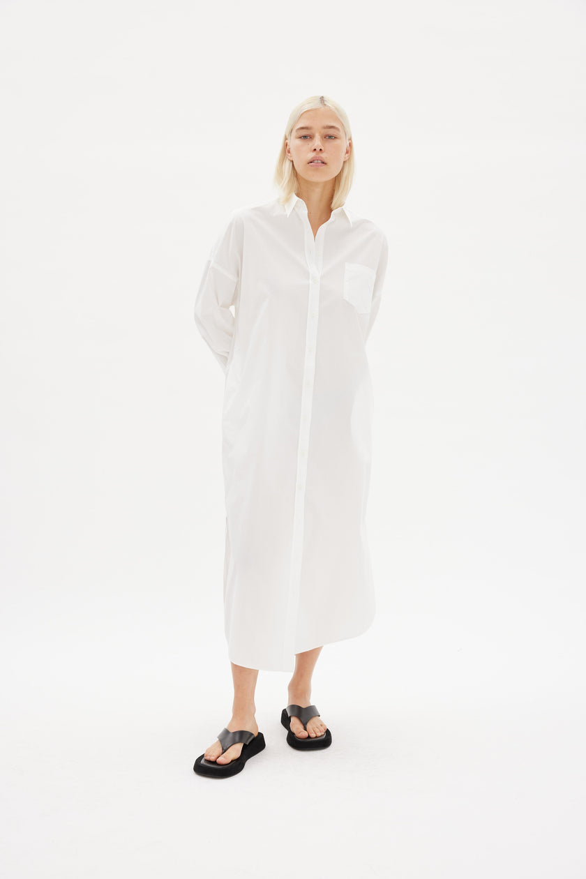 Chiara Shirt Dress Maxi - White - Apparel