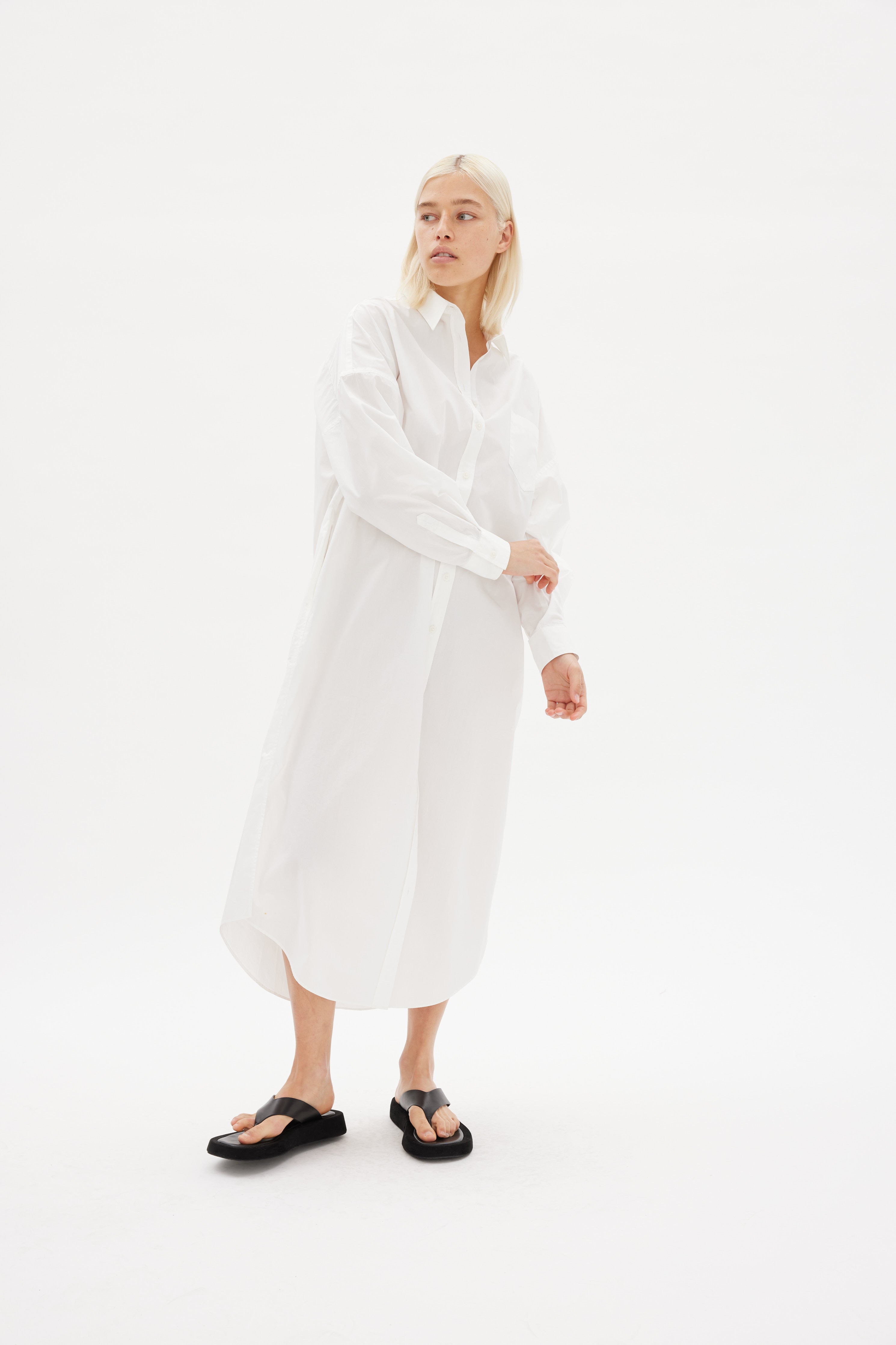 Chiara Shirt Dress Maxi - White - Apparel