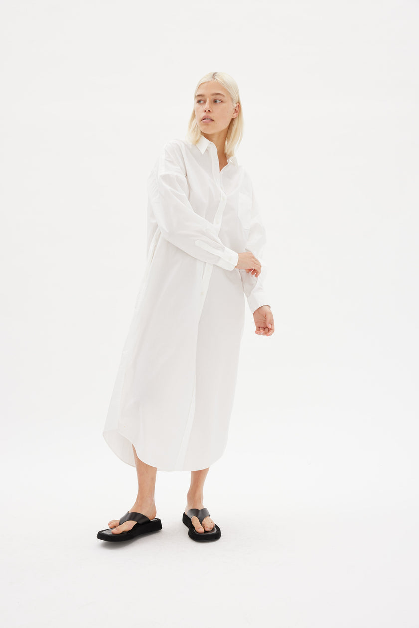 Chiara Shirt Dress Maxi - White - Apparel