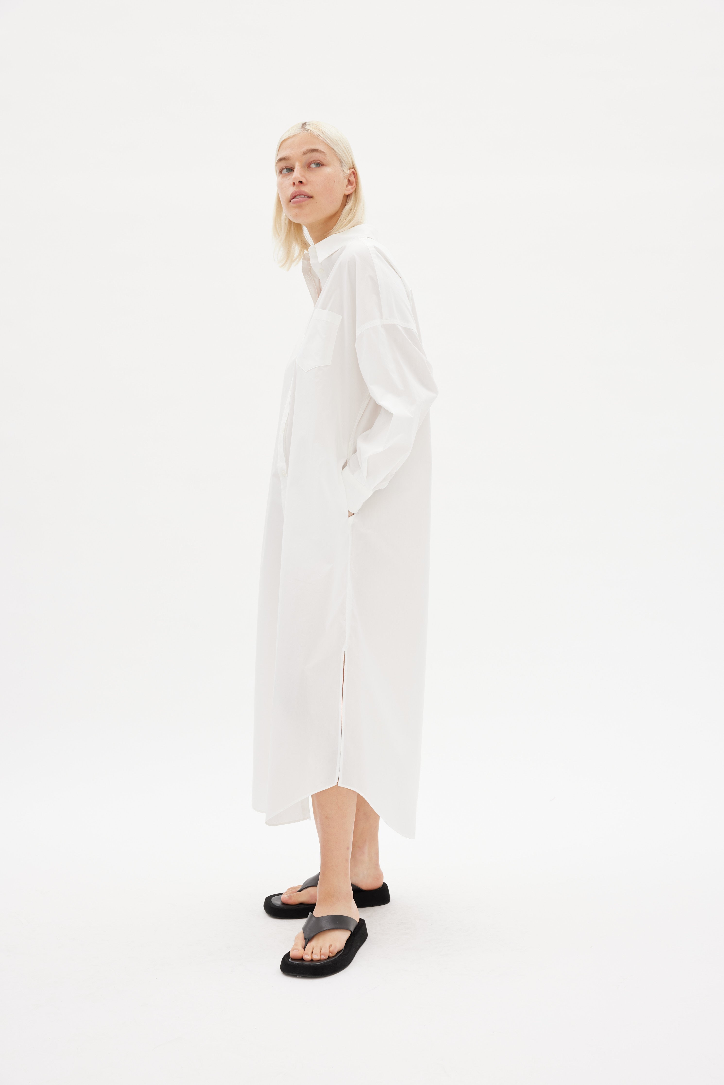 Chiara Shirt Dress Maxi - White - Apparel