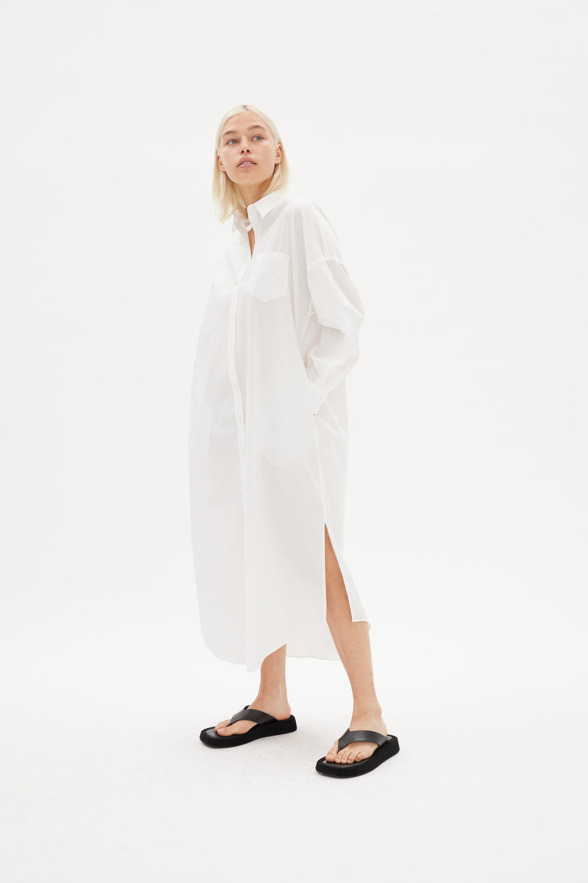 Chiara Shirt Dress Maxi - White - Apparel