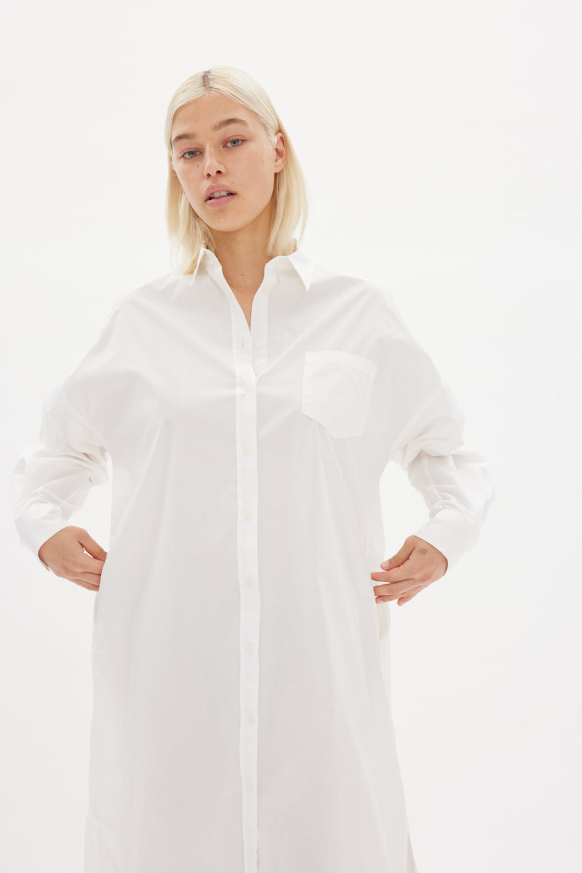 Chiara Shirt Dress Maxi - White - Apparel