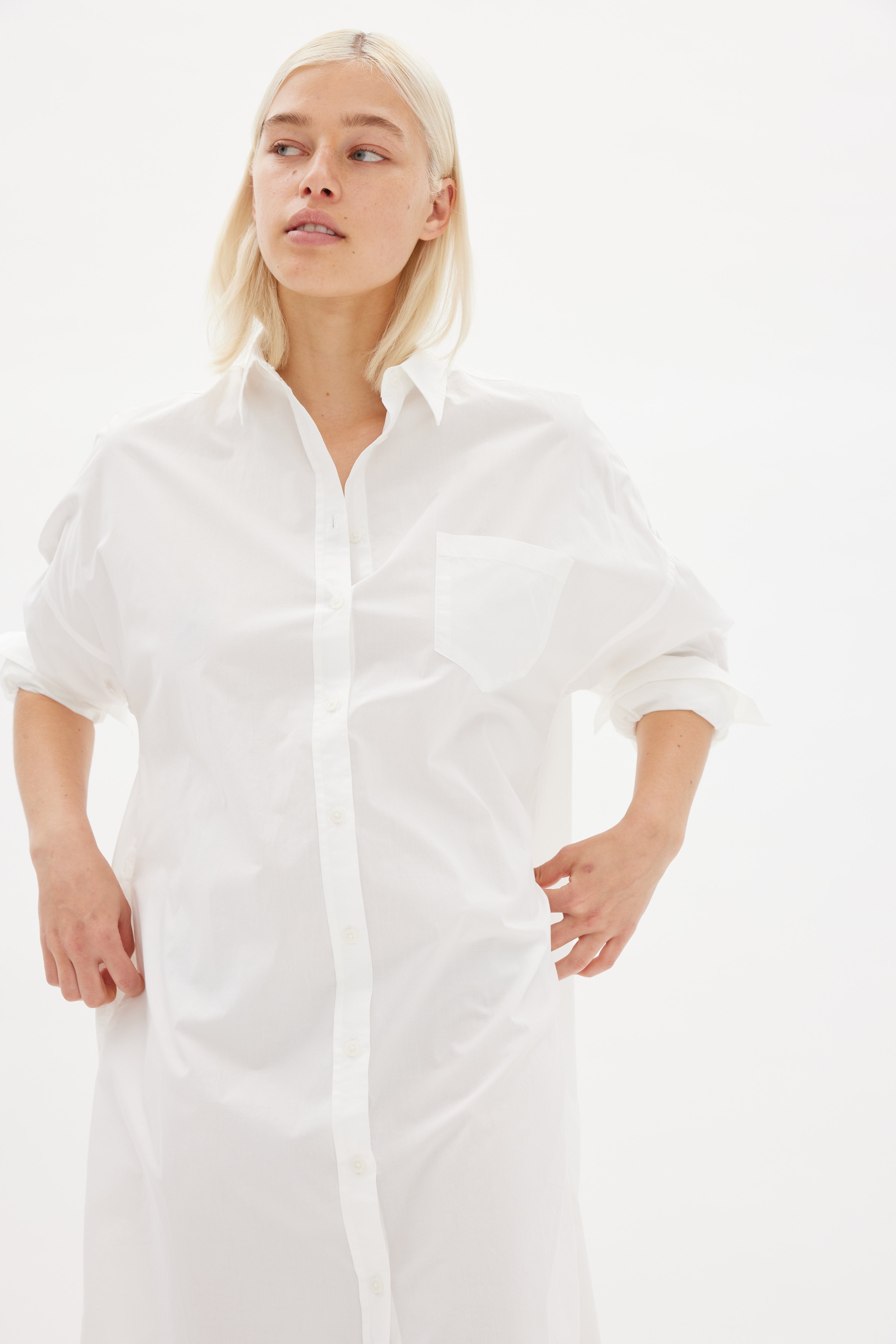 Chiara Shirt Dress Maxi - White - Apparel