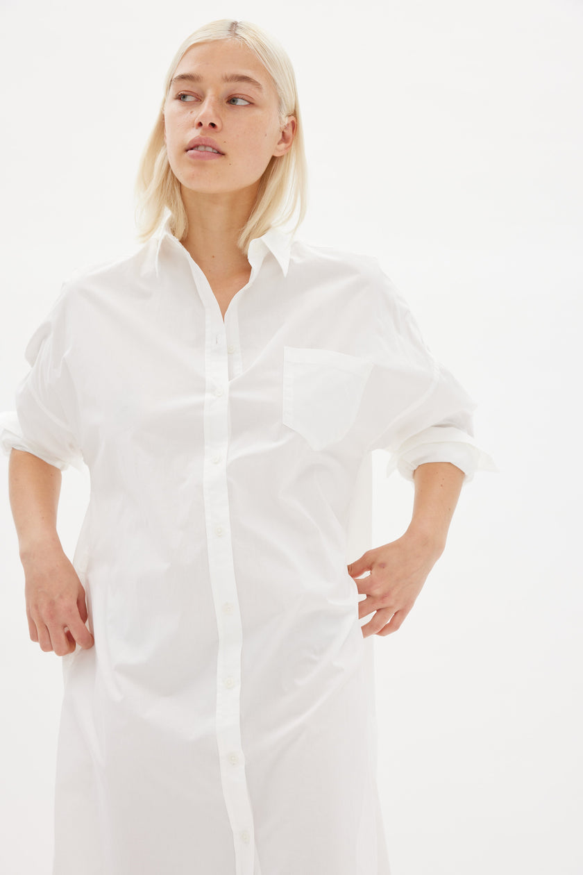 Chiara Shirt Dress Maxi - White - Apparel