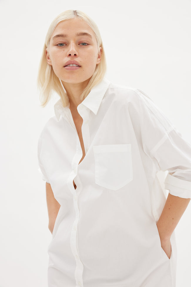 Chiara Shirt Dress Maxi - White - Apparel