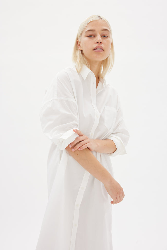 Chiara Shirt Dress Maxi - White - Apparel