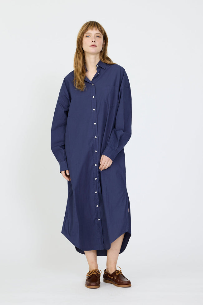 Chiara Maxi Shirt Dress - Navy