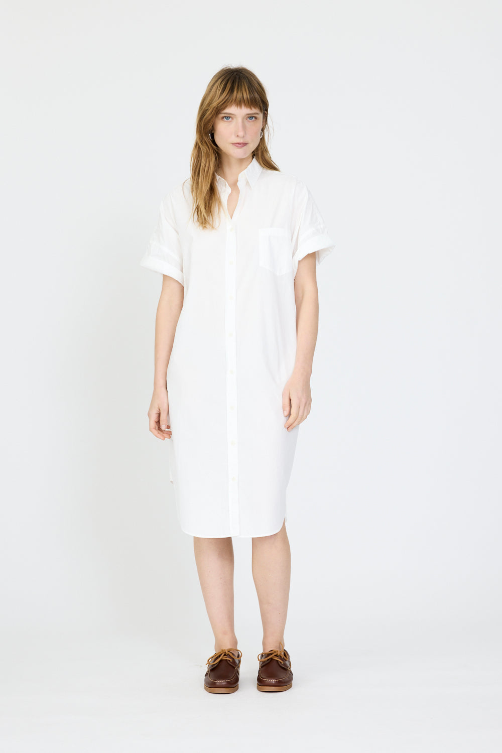 Chiara Short Sleeve Shirt Dress - White