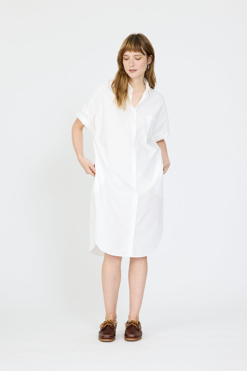 Chiara Short Sleeve Shirt Dress - White