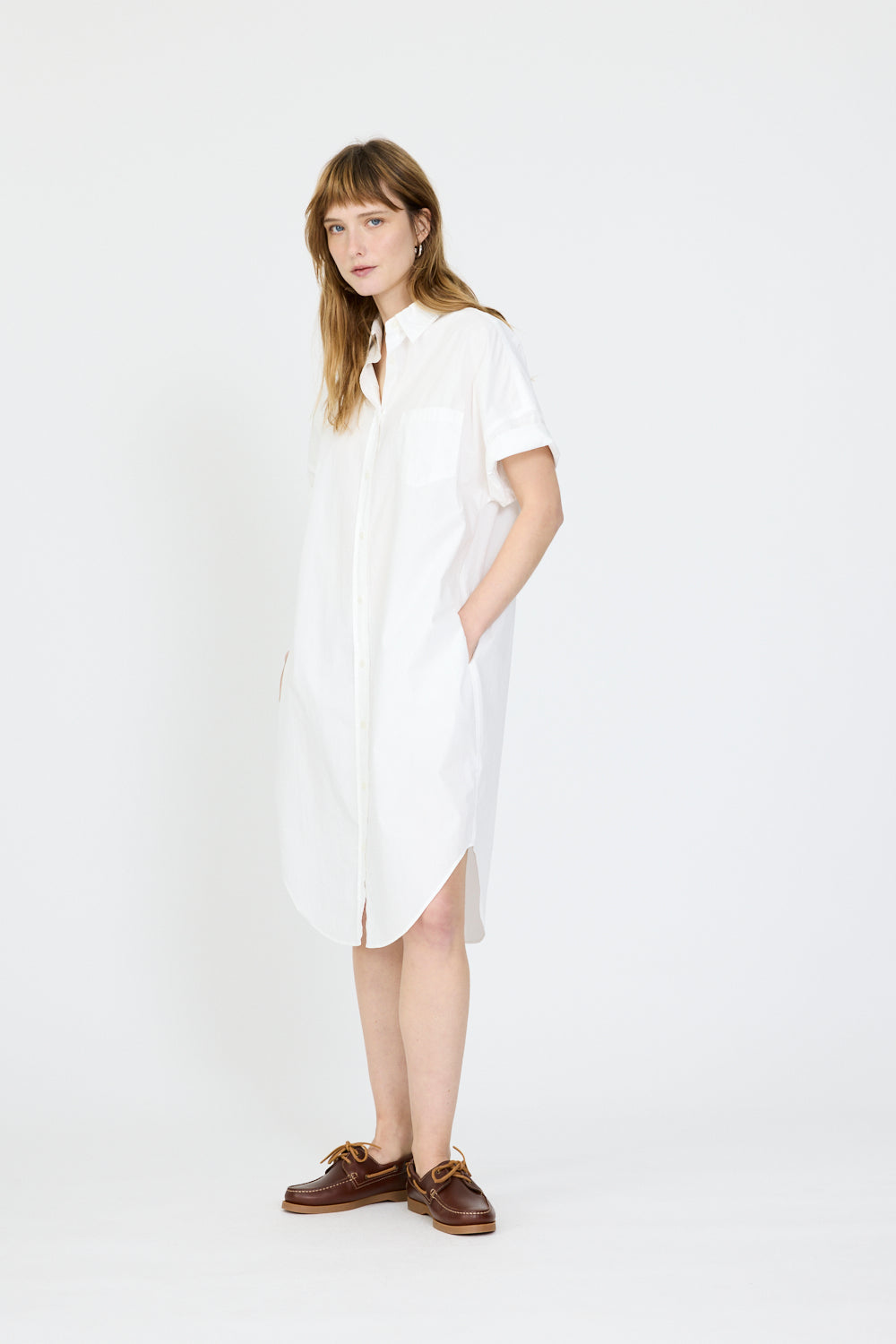 Chiara Short Sleeve Shirt Dress - White