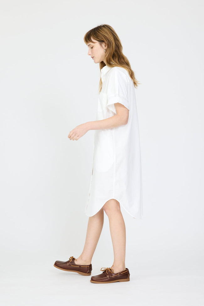 Chiara Short Sleeve Shirt Dress - White