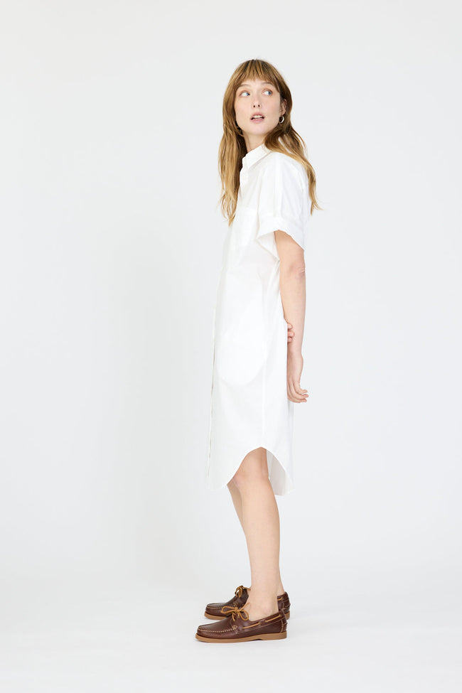 Chiara Short Sleeve Shirt Dress - White