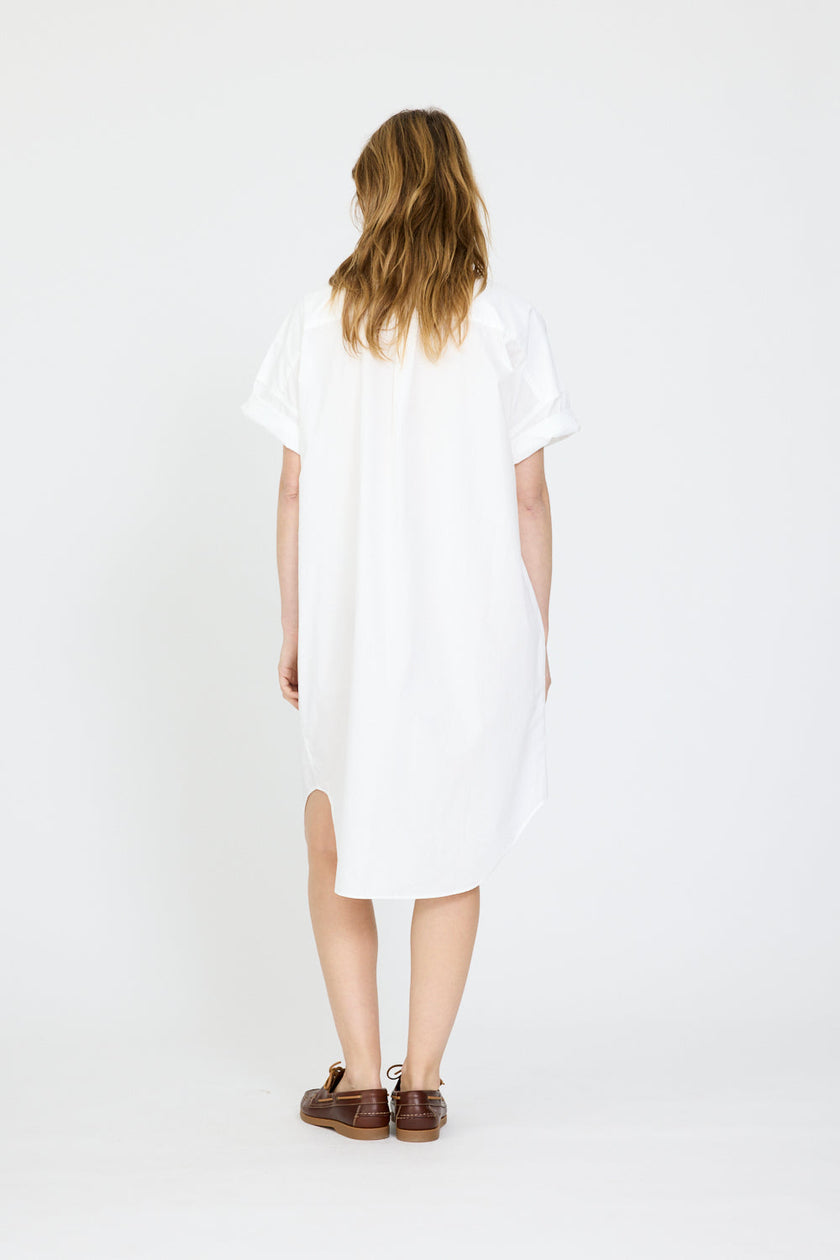 Chiara Short Sleeve Shirt Dress - White