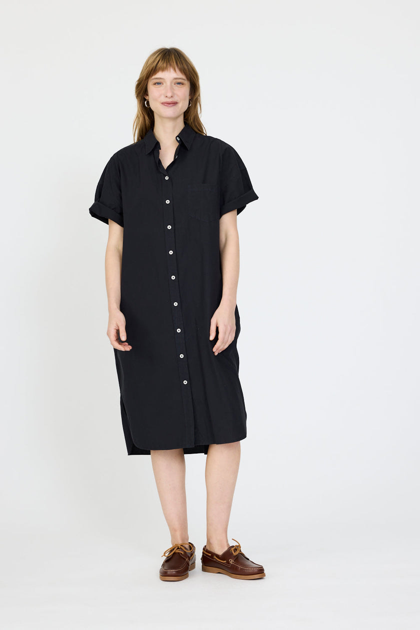 Chiara Short Sleeve Shirt Dress - Black
