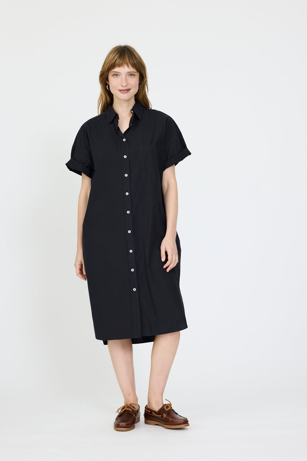 Chiara Short Sleeve Shirt Dress - Black