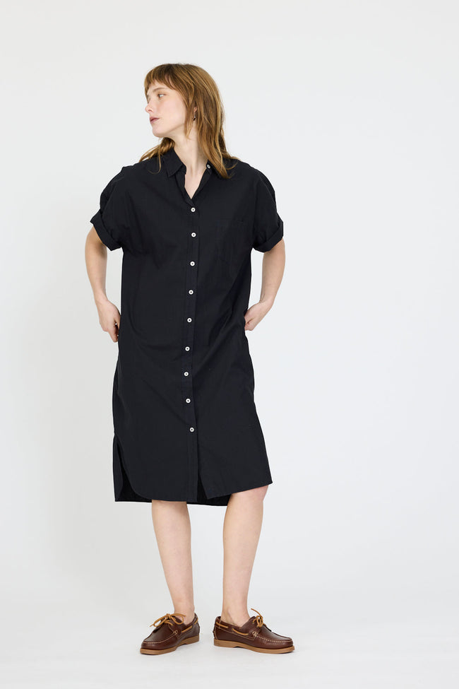 Chiara Short Sleeve Shirt Dress - Black