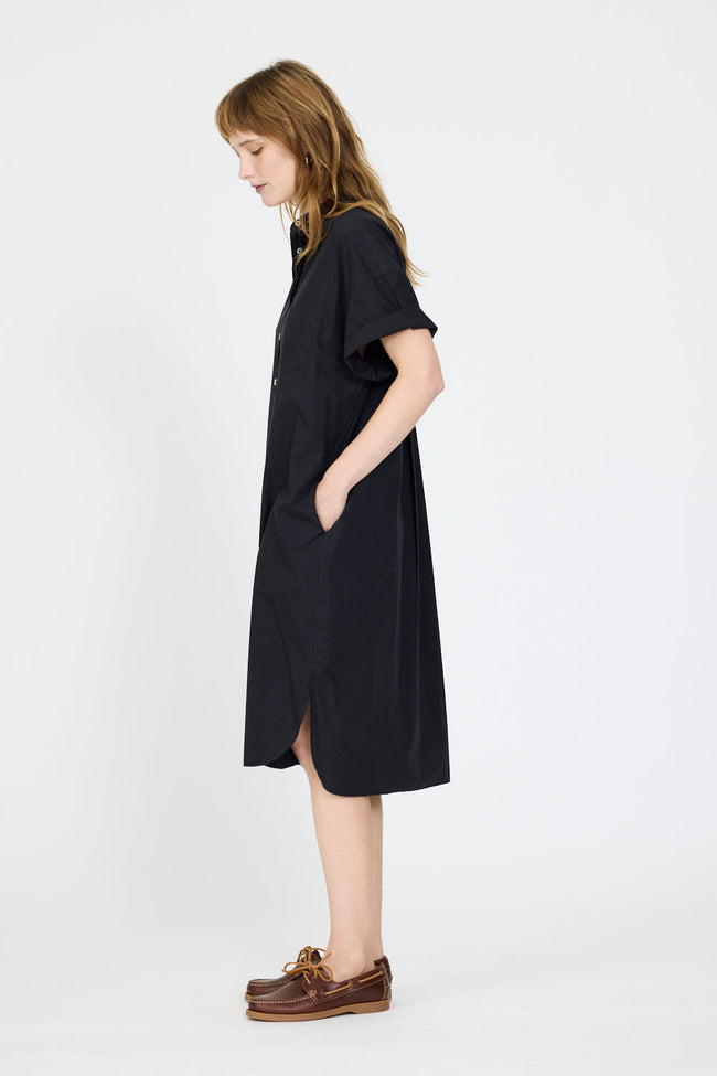 Chiara Short Sleeve Shirt Dress - Black