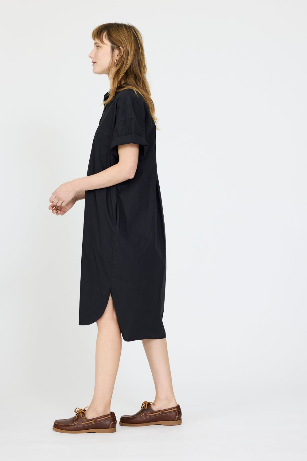 Chiara Short Sleeve Shirt Dress - Black