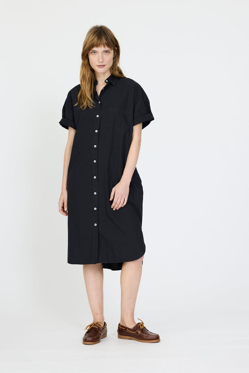 Chiara Short Sleeve Shirt Dress - Black